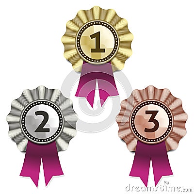 Gold, silver and bronze awards. Vector Illustration