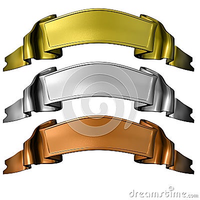 Gold, silver and bronze banners Stock Photo