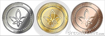 FlorinCoin FLO coin set. Vector Illustration