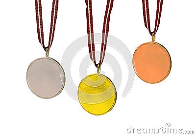 Gold, Silver and Bronze medals Stock Photo