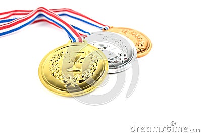 Gold, silver and bronze medals Stock Photo