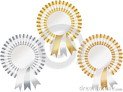 Gold, silver, bronze rosettes Vector Illustration