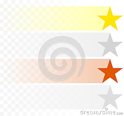 Gold, silver, bronze stars with fading trails / streaks Vector Illustration