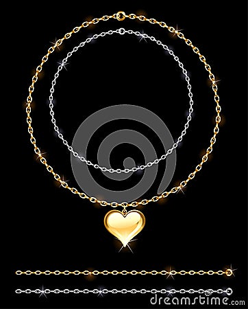 Gold and silver chain Vector Illustration
