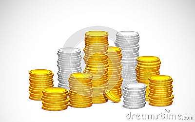 Gold and Silver Coin Vector Illustration