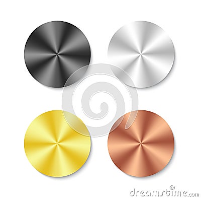 Gold Silver Copper Black Metal Circular Icon Mockup Vector Illustration