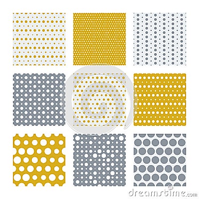 Gold and silver dots vector seamless pattern Vector Illustration