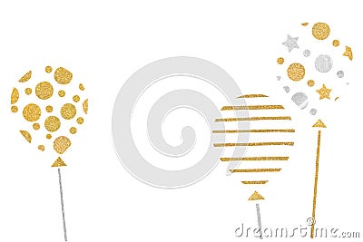 Gold and silver glitter balloon paper cut background Stock Photo