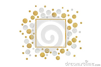 Gold and silver glitter square frame paper cut Stock Photo