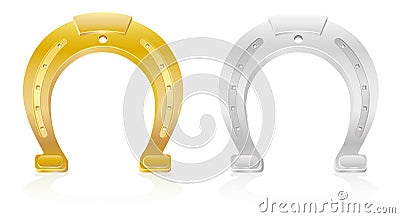 Gold and silver horseshoe talisman charm Vector Illustration