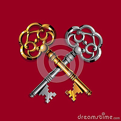 Gold and silver keys Stock Photo