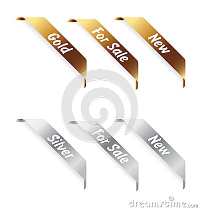 Gold and silver labels Vector Illustration