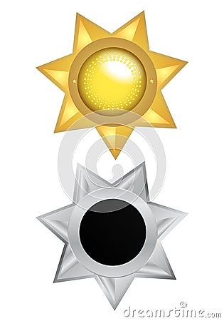 Gold and silver medal star Stock Photo