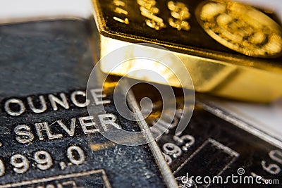 Gold, silver and palladium bar Stock Photo