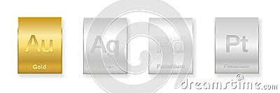 Gold Silver Platinum Palladium Bars Vector Illustration