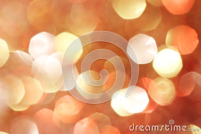 Gold, silver, red, white, orange abstract bokeh lights, defocused background Stock Photo