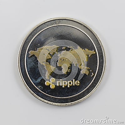 A Gold and Silver Ripple XRP Token Editorial Stock Photo