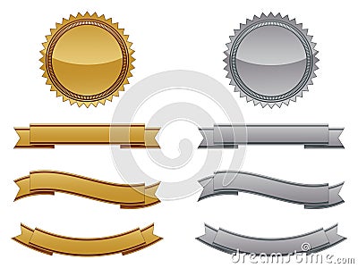 Gold And Silver Seals Vector Illustration