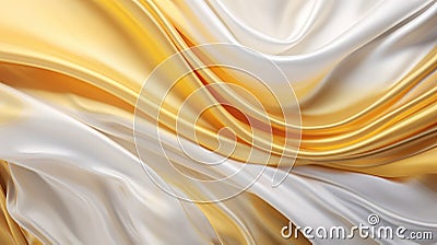 Gold and Silver Silk Waves, abstract illustration Cartoon Illustration