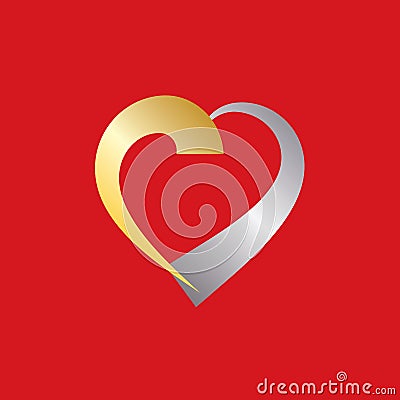 Gold and silver Valentine Heart Stock Photo