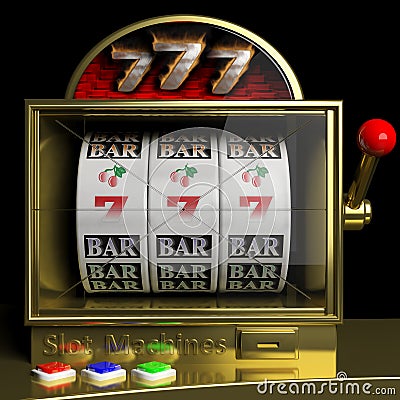 Gold slot fruit machine with 777 Stock Photo