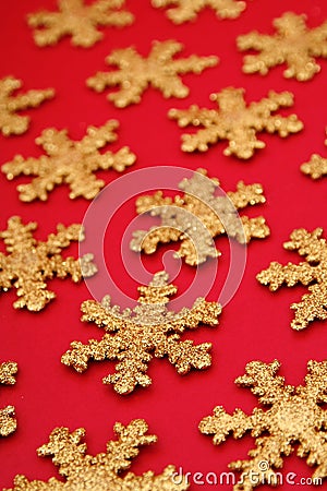 Gold snowflake shapes Stock Photo