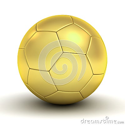 Gold soccer ball over white background with reflection and shadow Stock Photo