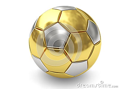 Gold soccer ball on white background Stock Photo