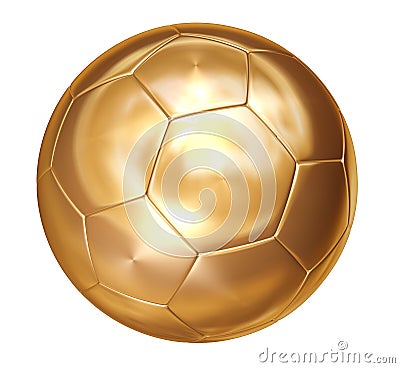 Gold soccer ball on white separated Stock Photo