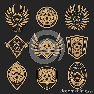 Gold color soccer logo Vector Illustration