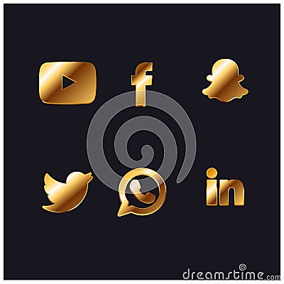 Gold Social Network icon Vector Illustration