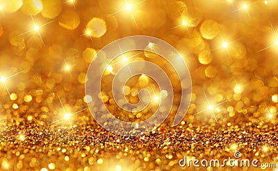 Gold Glitter Stars Background Stock Photo