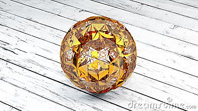 Gold Sphere, Planet, Plexus Conections, 3D Rendering Stock Photo