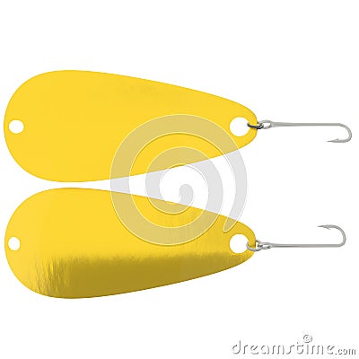 Gold Spoon Fishing Lure. Stock Photo