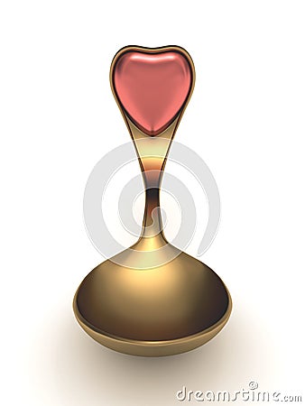 Gold spoon with heart emblem on handle Stock Photo