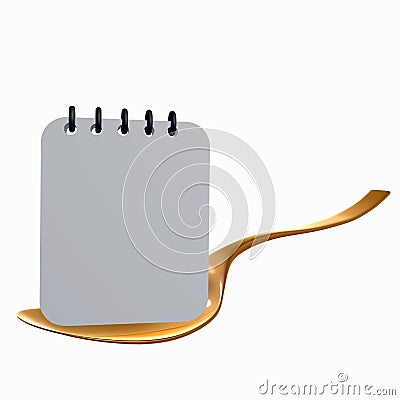 Gold Spoon with schedule sign Cartoon Illustration