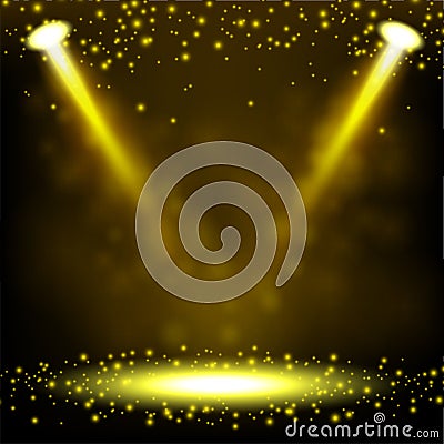 Gold Spotlight shining Vector Illustration