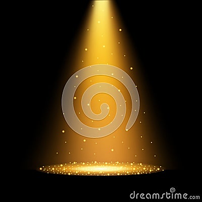 Gold spotlights. Scene. Light Effects. Vector Illustration