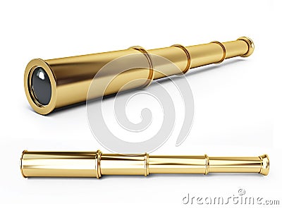 Gold spyglass Stock Photo