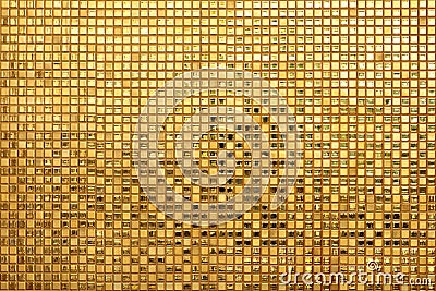 Gold square mosaic tiles for abstract background Stock Photo