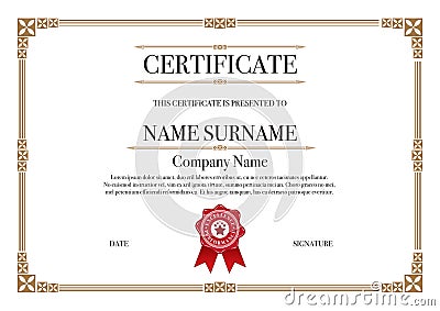 Gold Square shape with 3 stripes element Certificate border for Excellence Performance Vector Illustration