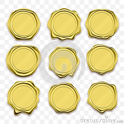 Gold stamp wax seal vector sealing retro label Vector Illustration