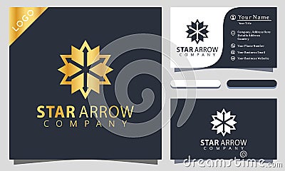 Gold Star Arrow logo design inspiraton, business card Vector Illustration