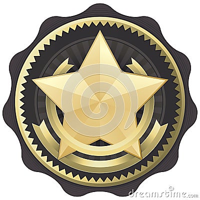 Gold Star Award, Badge, or Seal Vector Illustration