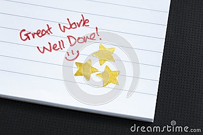 Gold star award, great work, well done Stock Photo