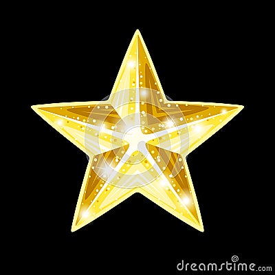 Gold star on a black background. Vector eps-10. Vector Illustration