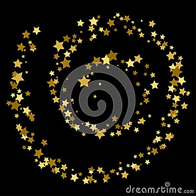 Gold star card template. Handmade childish gold star vortex. Vector Illustration