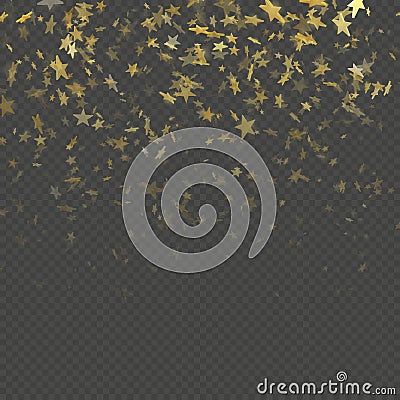 Gold star confetti rain festive pattern effect. Golden volume stars falling down isolated on background. EPS 10 vector Vector Illustration