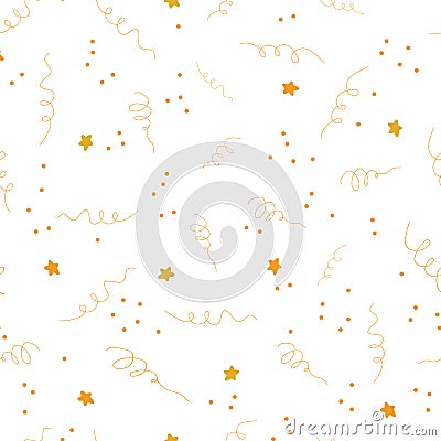 Gold star confetti stars curls vector pattern Vector Illustration