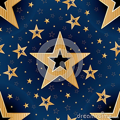 Gold star good night seamless pattern Vector Illustration